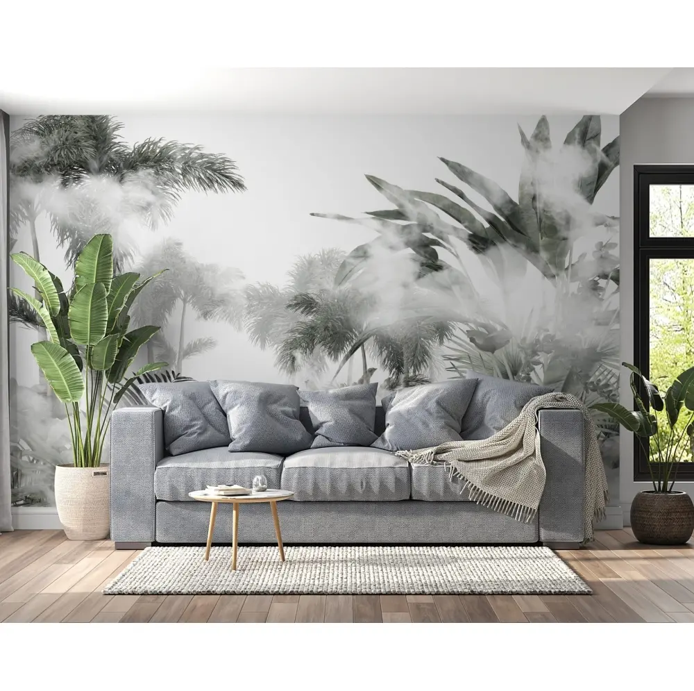 Wierzchołki Palm Za Mgłą
