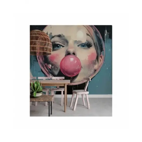 Twarz Otulona Balonem Z Gumy Do Żucia