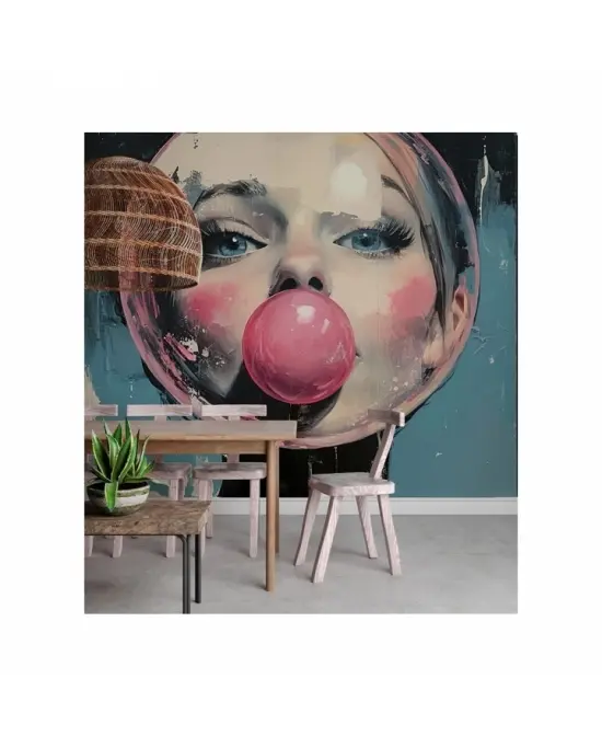 Twarz Otulona Balonem Z Gumy Do Żucia